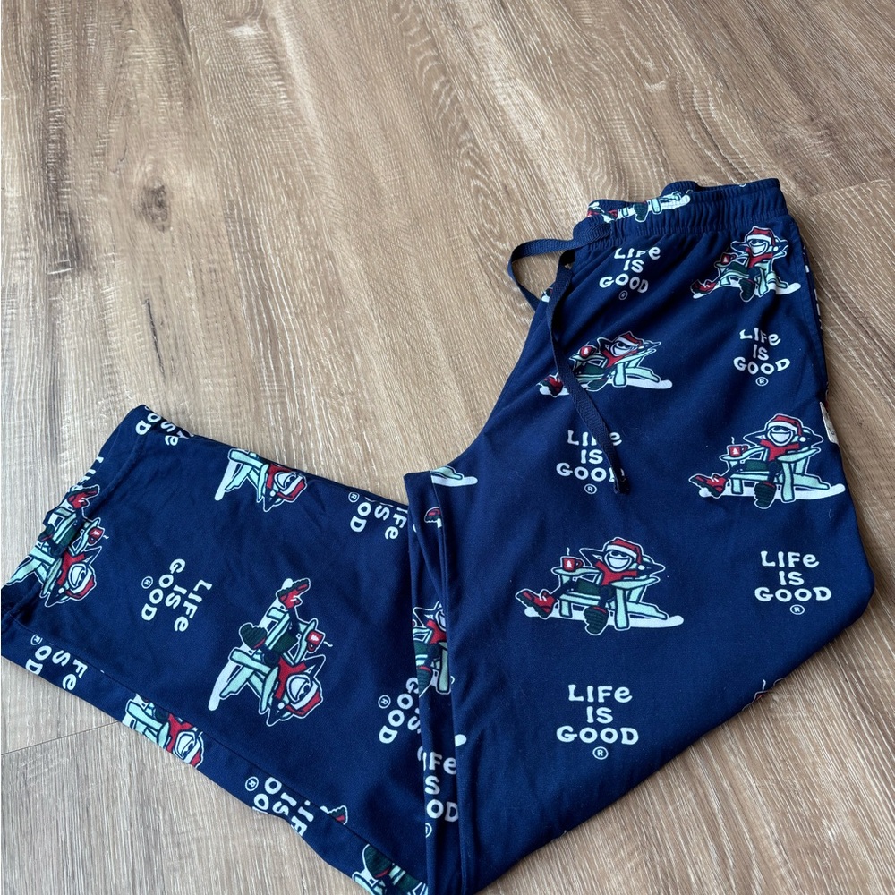 Life Is Good Navy Lounge Pants with Playful Graphic